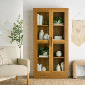 Ezra Glass Door Storage Cabinet